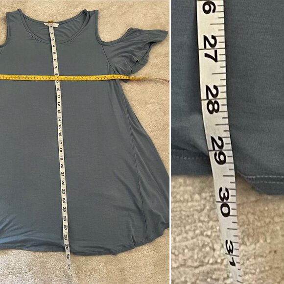 Blue Cold Shoulder A Line Mini Dress Womens Sz Large By Reborn J - Picture 8 of 10